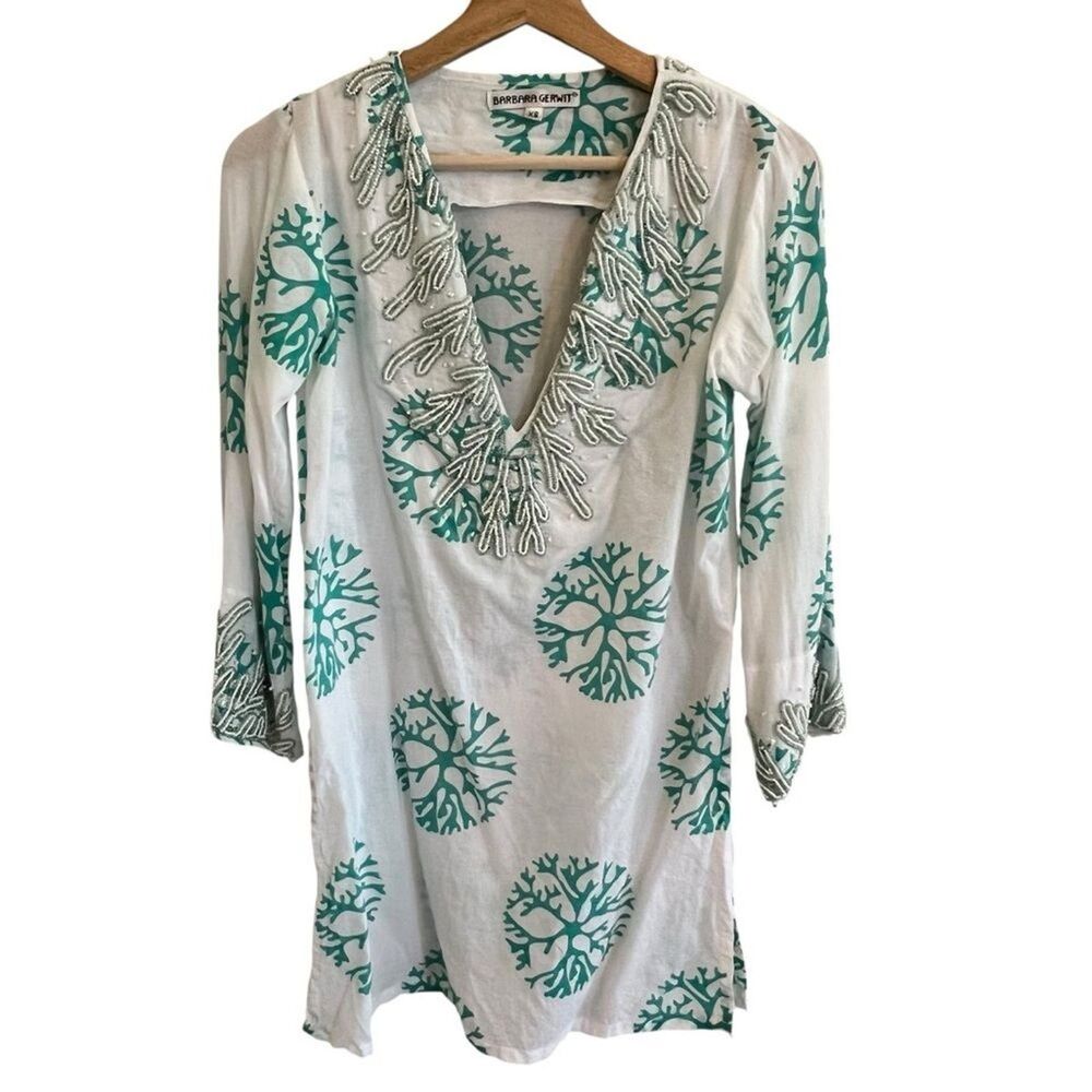 Barbara Gerwit Womens Beaded Swim Coverup Size XS Resort Beach Vacation Coastal